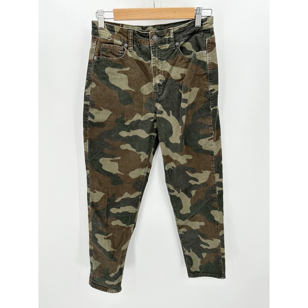 American Eagle Camo Mom Jeans Womens 4 Regular Green Corduroy Super Stretch HE17